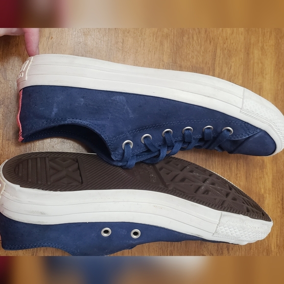 Converse All Star Blue Suede Like Sneakers M-7.5 / W-9.5 Red On Tongue And Back - Picture 5 of 9